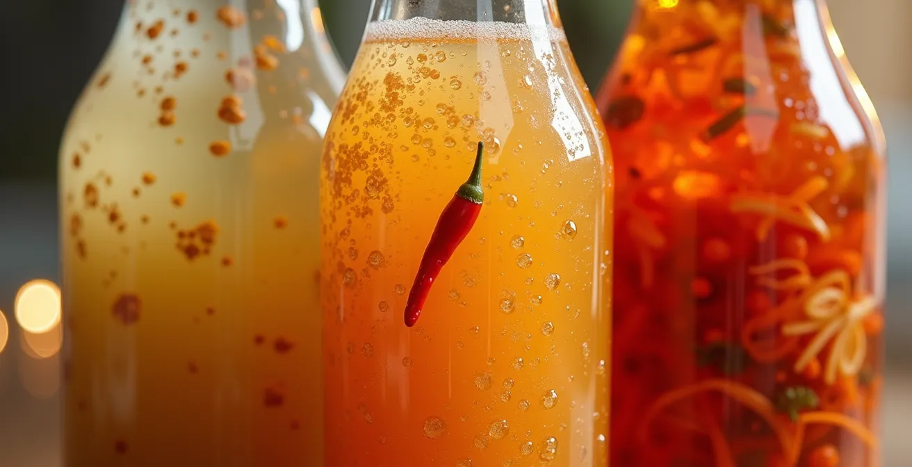 Makroaufnahme von fermentierten Lebensmitteln und ihre Textur für die Darmgesundheit