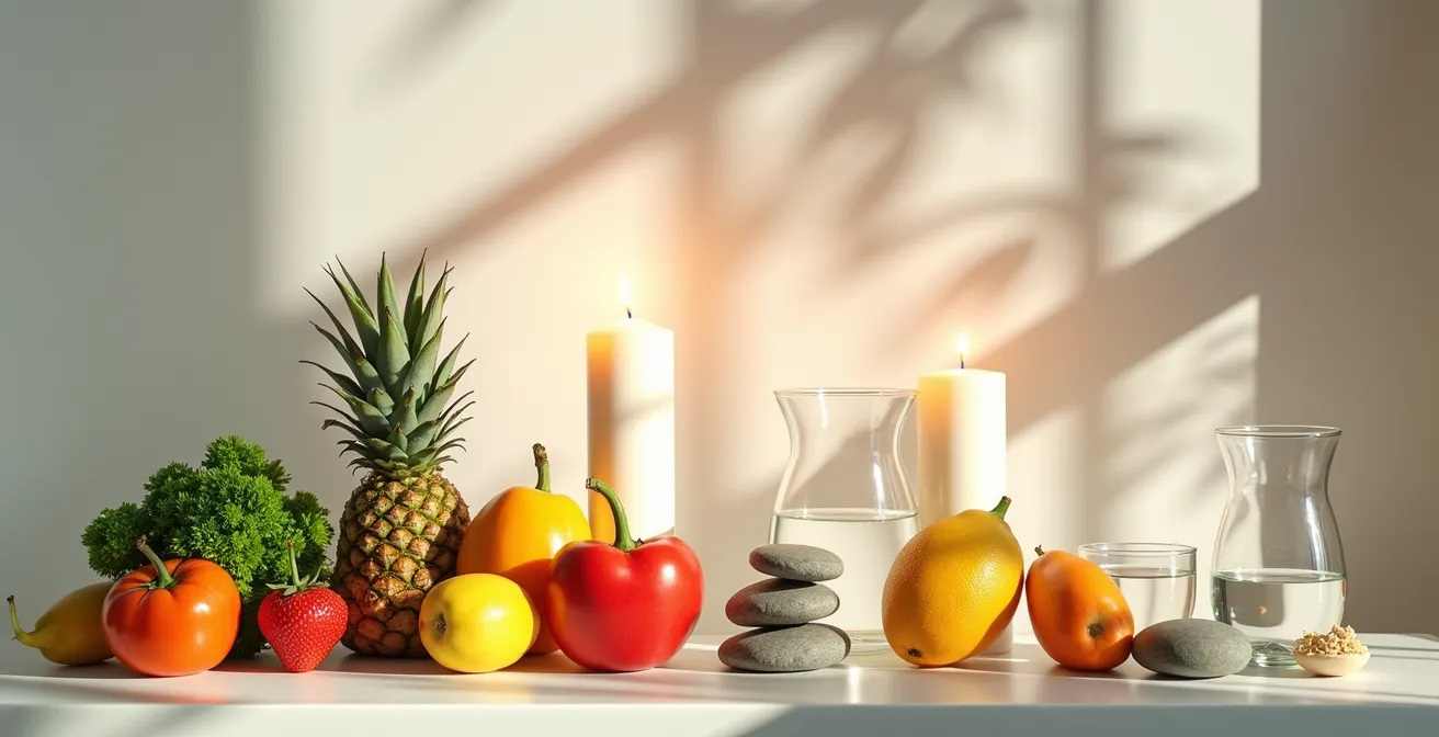 Symbolische Darstellung der Energiegleichung mit natürlichen Elementen