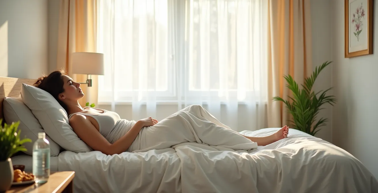 Patient mit Kompressionsmieder in der Heilungsphase nach Bauchdeckenstraffung