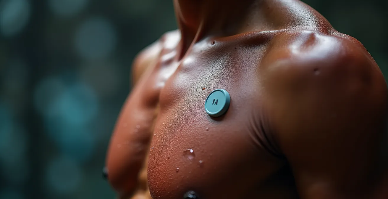 Athlet mit HRV-Messsensor beim Monitoring der Herzfrequenzvariabilität