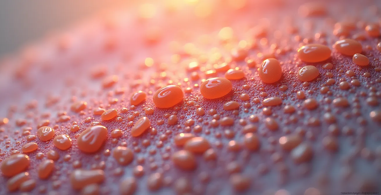 Nahaufnahme der Hauttextur während einer Narbenbehandlung