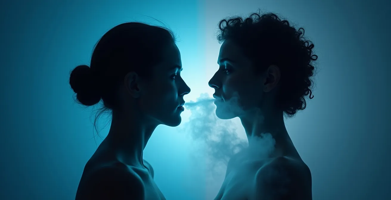 Anatomischer Querschnitt der Nase zeigt Atemwege und chirurgische Korrektur