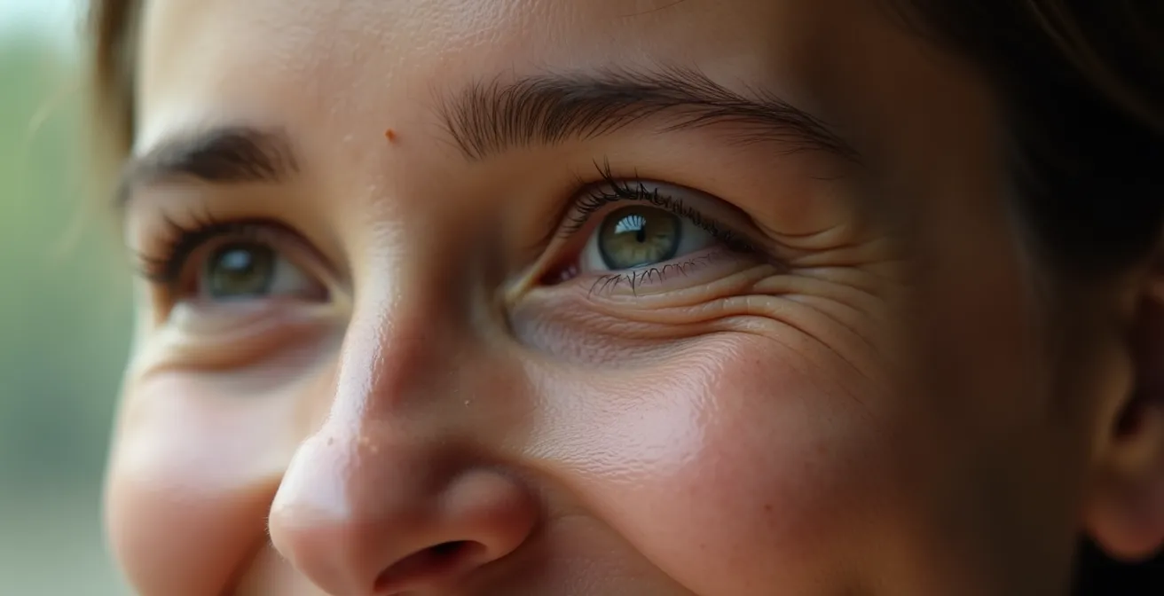 Nahaufnahme eines lächelnden Gesichts mit natürlicher Mimik