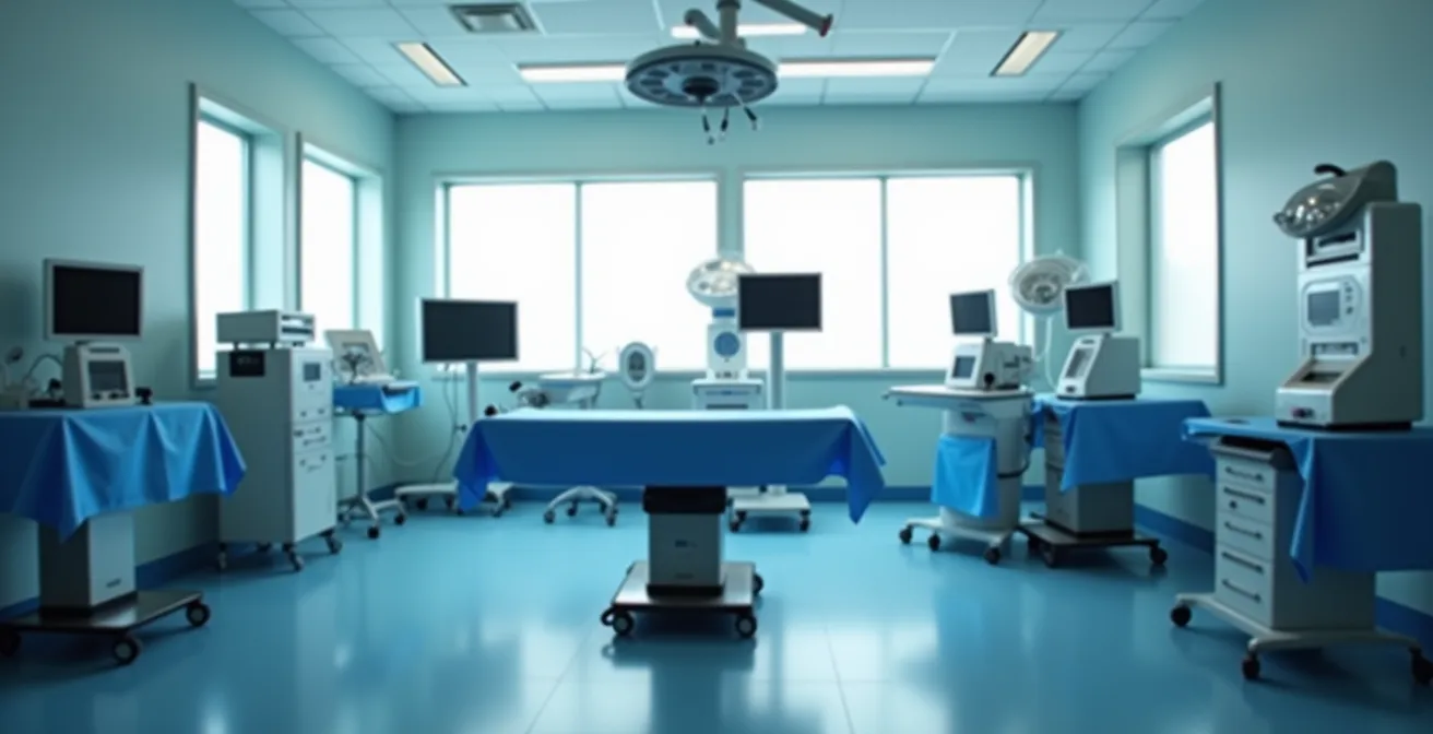 Chirurgische Instrumente in einer sterilen Operationssaalumgebung, die Präzision symbolisiert